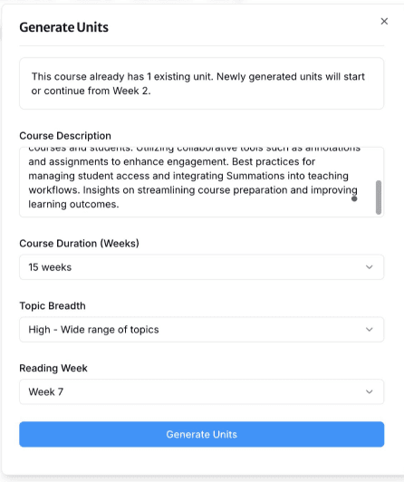 Generate course outline from course description